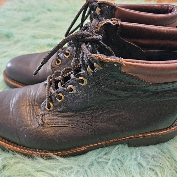 H.S. Trask Bison Leather Black Boots Size 10.5 - Picture 4 of 9